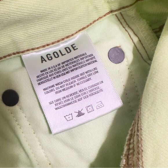 Agolde Neon Green Slanting Overlapping 5-button Jeans Size 25 - Picture 16 of 16